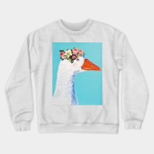 Funny goose in flower crown Crewneck Sweatshirt